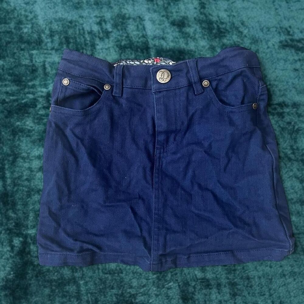 Downeast Girl Blue Denim Mini Skirt Floral Inner Waistband Size 6